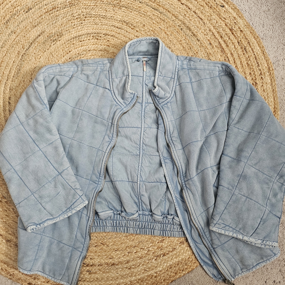 Free People Dolman Quilted Jacket, Light Blue - Picture 9 of 10